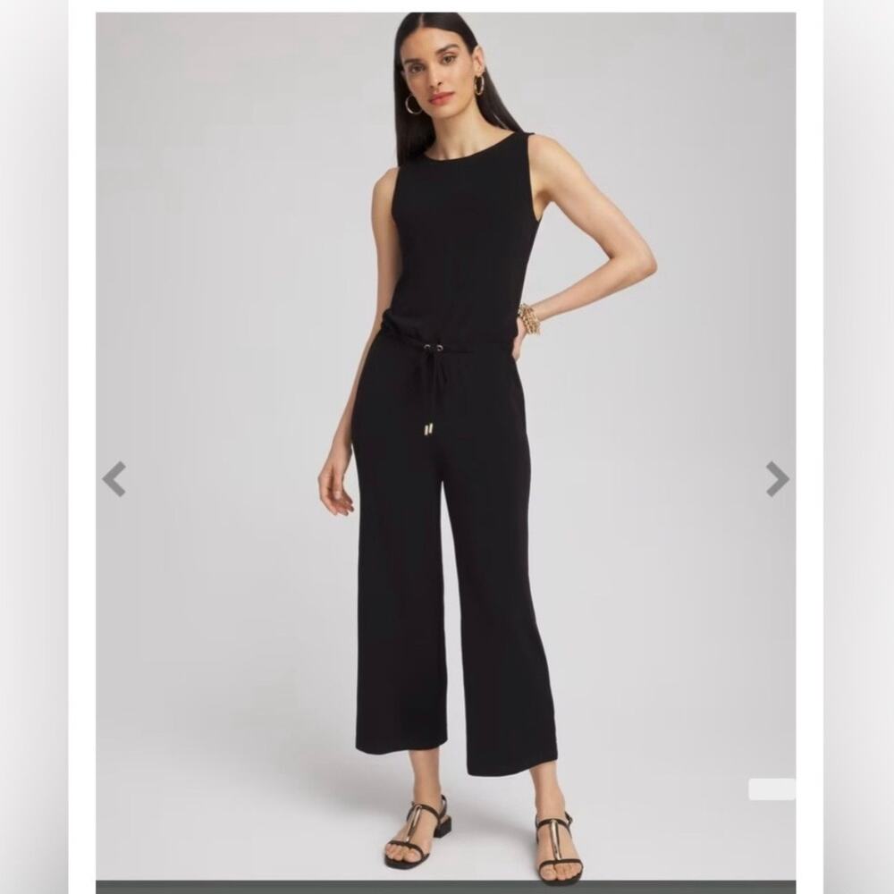 NWT Chico's Travelers Tie Waist Jumpsuit Black size 0